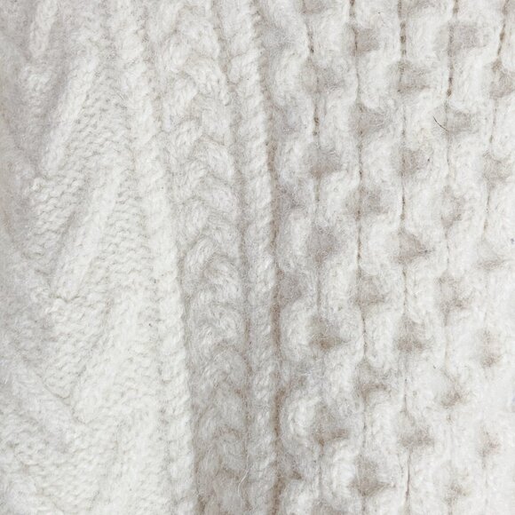 Vintage Cream Wool Fisherman Sweater / Cable Knit Aran Pattern / Small-Medium - Picture 6 of 10